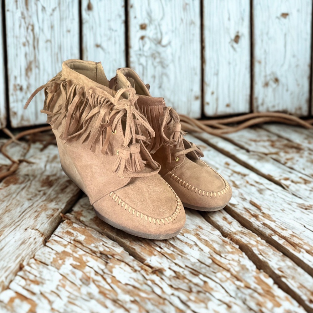 Fringe Tan Ankle Boots